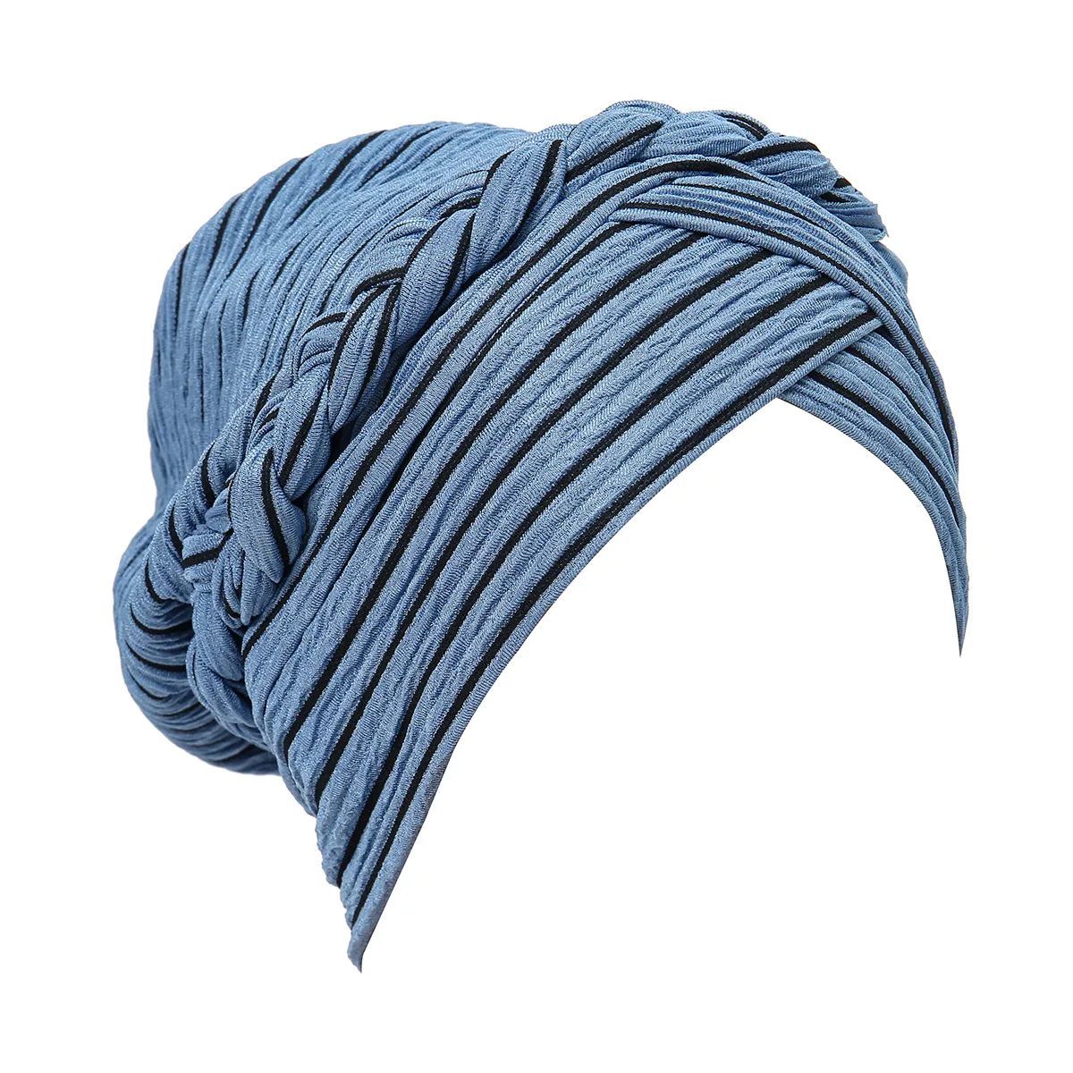 

6PCS/Set New Elastic Stripes Braided Hat Indian Turban Women Chemo Cap Muslim Hijab Headscarf Beanies Bonnet Hair Loss Head Wrap
