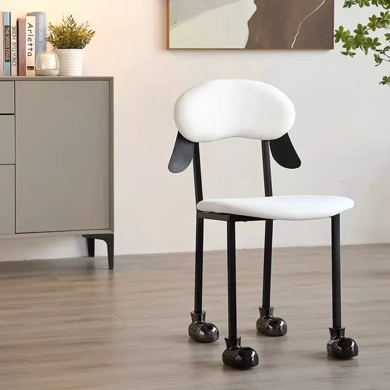 

Cartoon Design Leather Dining Chair with Metal Frame Restaurant Bar Family Living Room Leisure Chair Hotel Apartment Villa