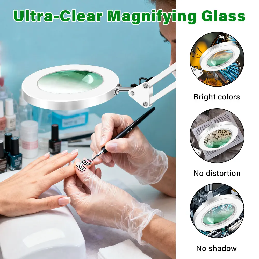 

USB magnifying glass desk lamp. 72LED 8X/10X 3-color adjustable for soldering iron repair/reading/skin care and beauty