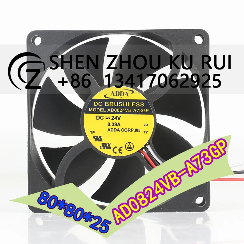 Cooling fan ADDA Computer inverter DC24V 0.38A  speed measurement power supply AD0824VB-A73GP 8025 80X80X25MM 8CM