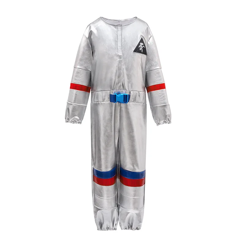 

Kids Astronaut Space Suit Costume Cosplay Jumpsuit Children Pilot Halloween Costume Girls Boys Silver Spaceman Jumpsuit Outfit