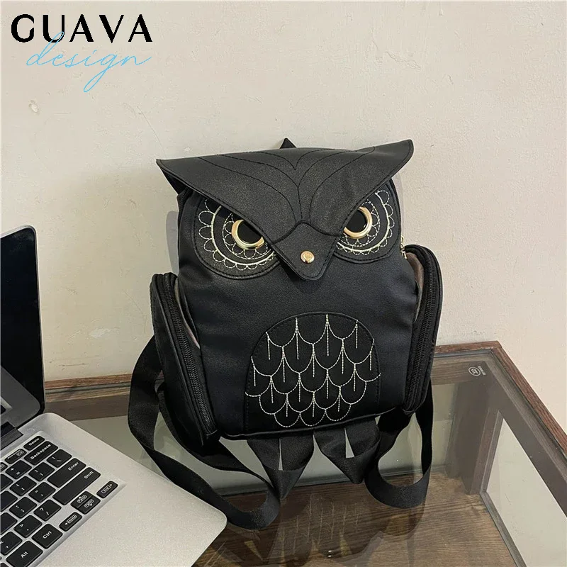 

Women Backpack Stylish Cool Black Pu Leather Owl Backpack Female Hot Sale Women Bag Bagpack For Girls