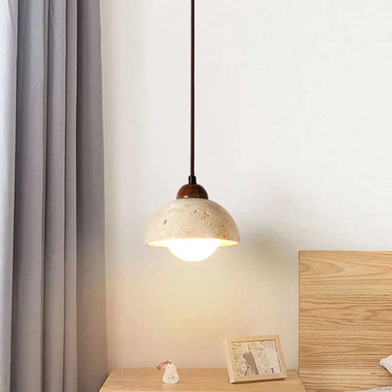 TechHPJapanese Wabi-Sabi Style Led Hanging Lamp Cream Bedroom Bedside Chandelier Homestay Retro