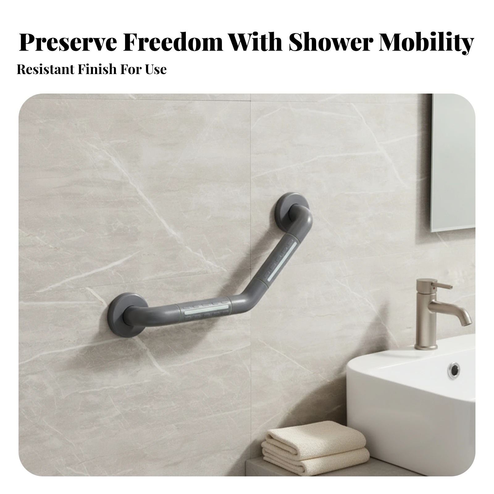 L-Shaped Grab Bar Wall-Mounted Grab Bar with Luminous Strips Bathroom Hand Rail Stainless Steel Handrail Rust Resistant