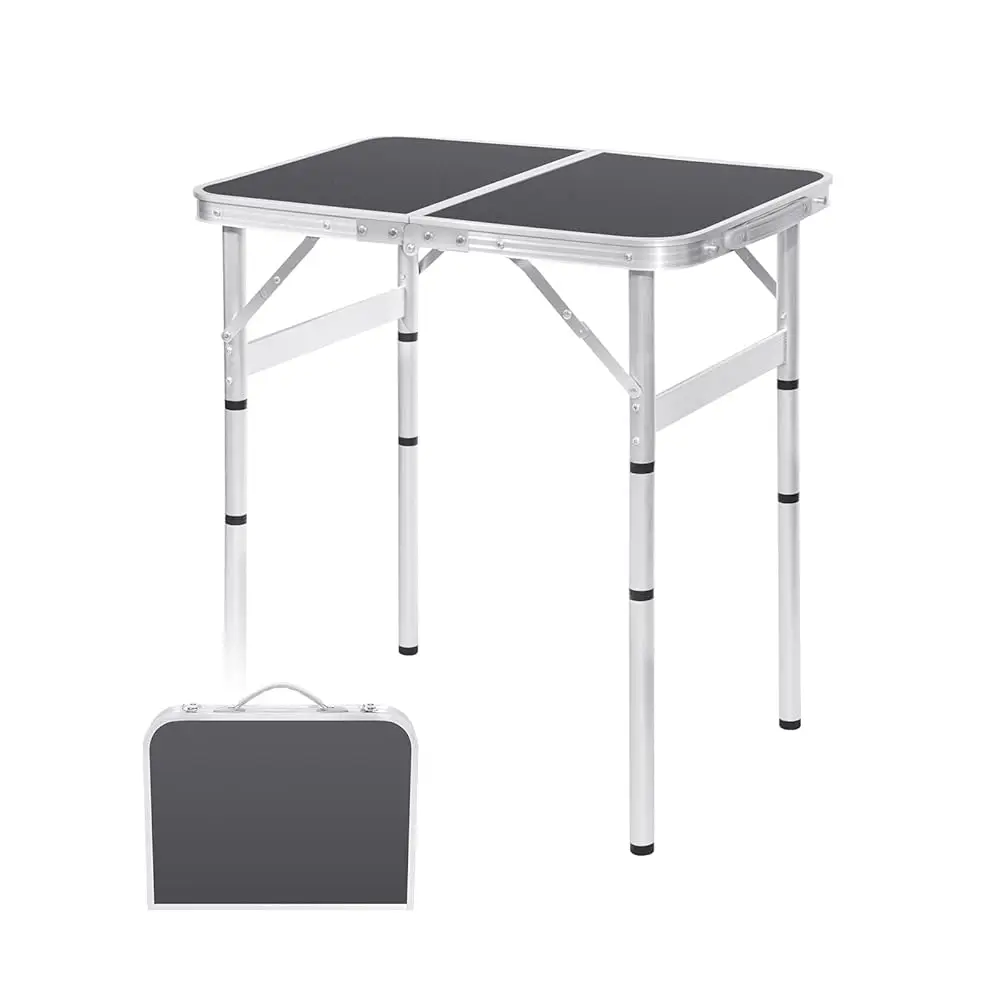 

Camping Table 4 Height Adjustable Small Folding Table 2Ft Foldable Portable Picnic Table Metal Aluminum Outdoor For Beach Bbq