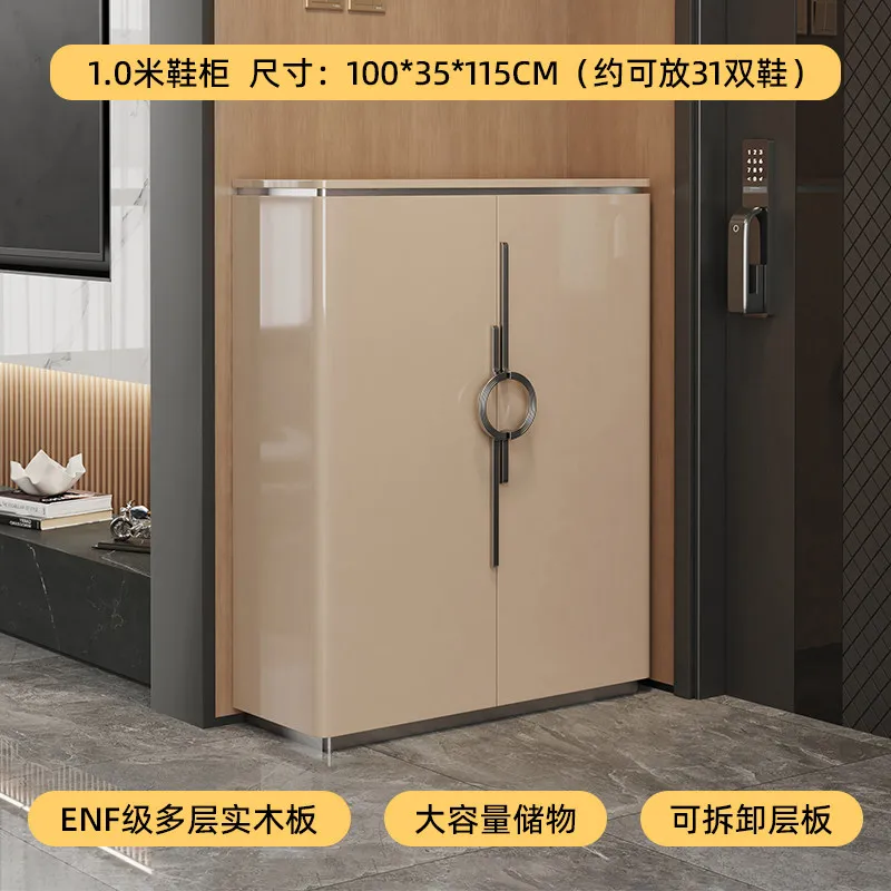 CX household door solid wood shoe cabinet is stored against the wall, integrated high-end large-capacity entrance door cabinet