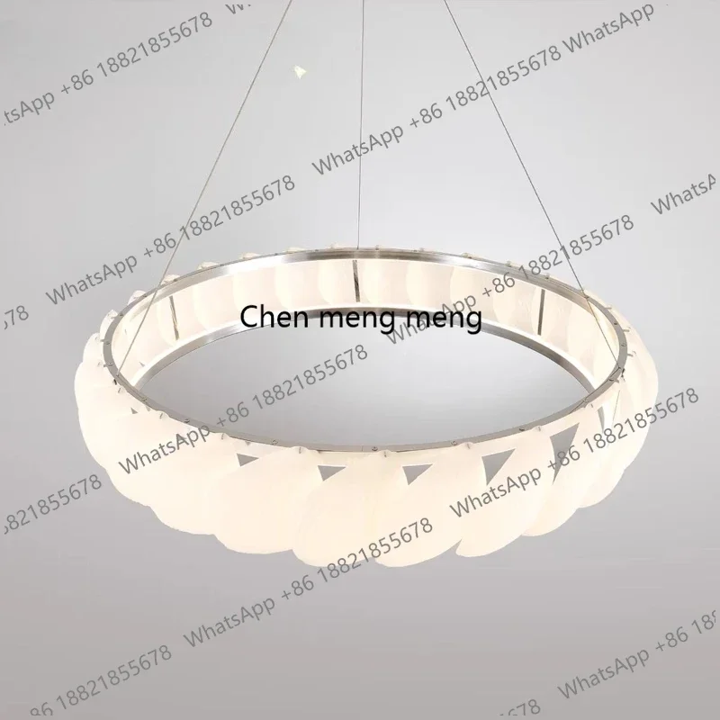 F150French, modern minimalist living room shell chandelier new cream wind feather, main lamp
