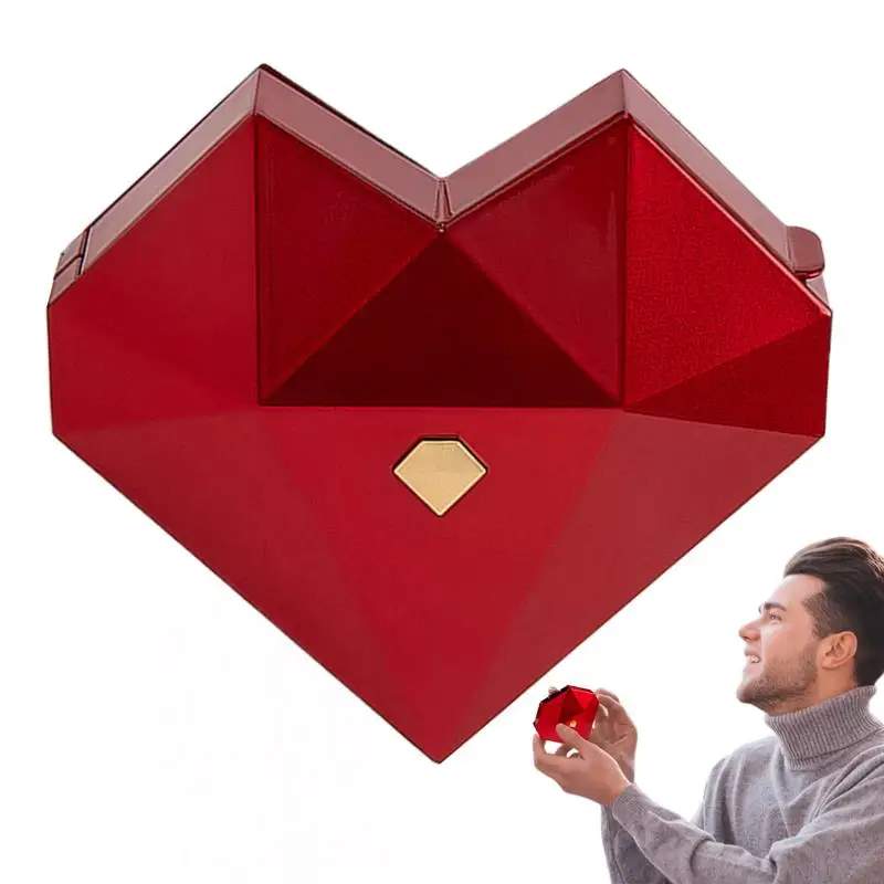 Sieradenverpakking Ringdoos Hartvormige ringdoos met pop-up apparaat Trouwringdoos Sieradenbeschermerdoos voor voorstellen