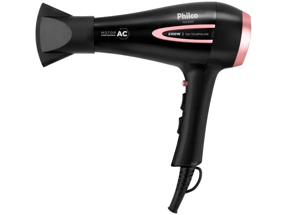 Secador de Cabelo Philco Tourmaline Íon Preto 2100W 2 Velocidades PSA3250 - 220V
