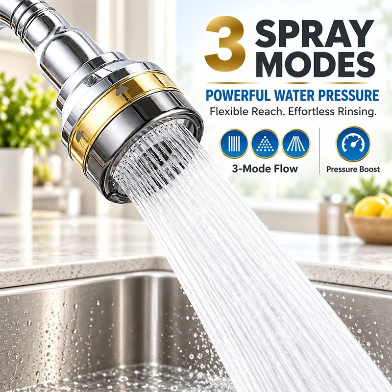 Kitchen Faucet Anti-splash Water Extender Gold Edge Universal Rotating Booster Aerator Extension Pipe Water Nozzle