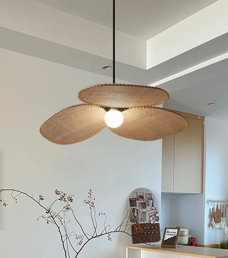 

CX126BA High Quality Rattan E27 Chandelier Parlor Dining Room Bedroom Hanging Light Fixtures Southeast Asian Style Dropshipping