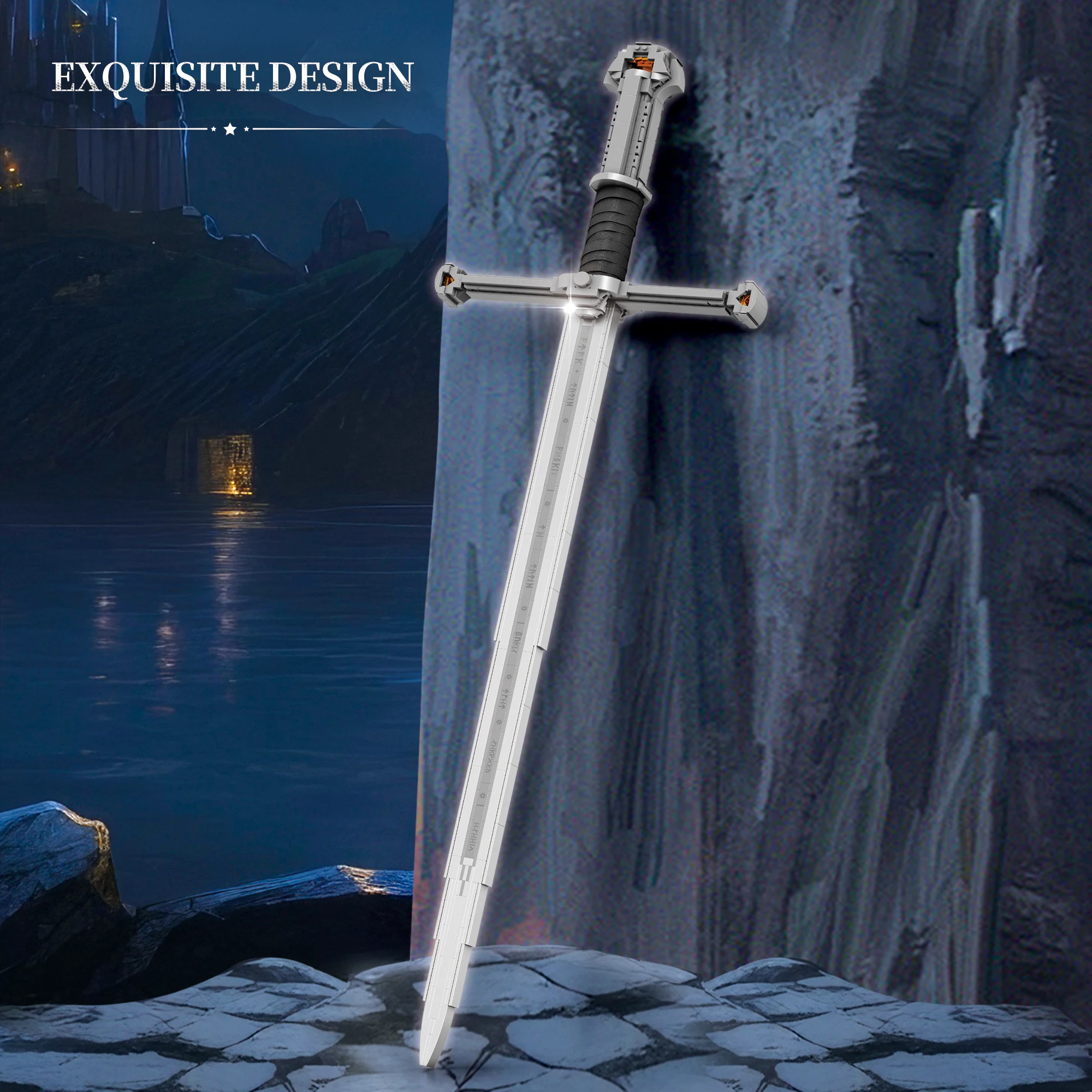 

521PCS Holy Sword Building Blocks Classic Movie Weapon Sword Model Bricks Adult Home Decoration Kids Educational Assembly Toys