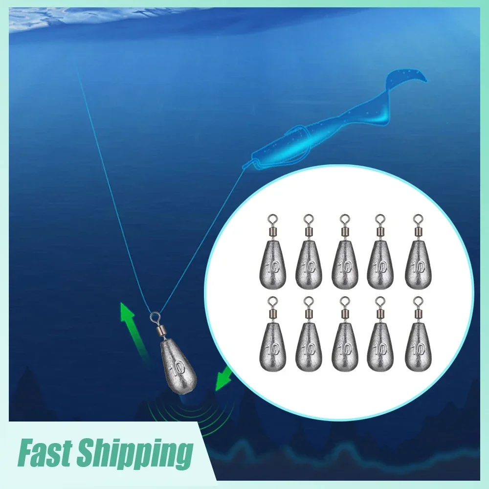 

10x Fishing Water Droplet Shape Sinker Fishing 5g/10g Quick Release Lead Sinker Fishing Weight Sinker Hook Connector Accessories