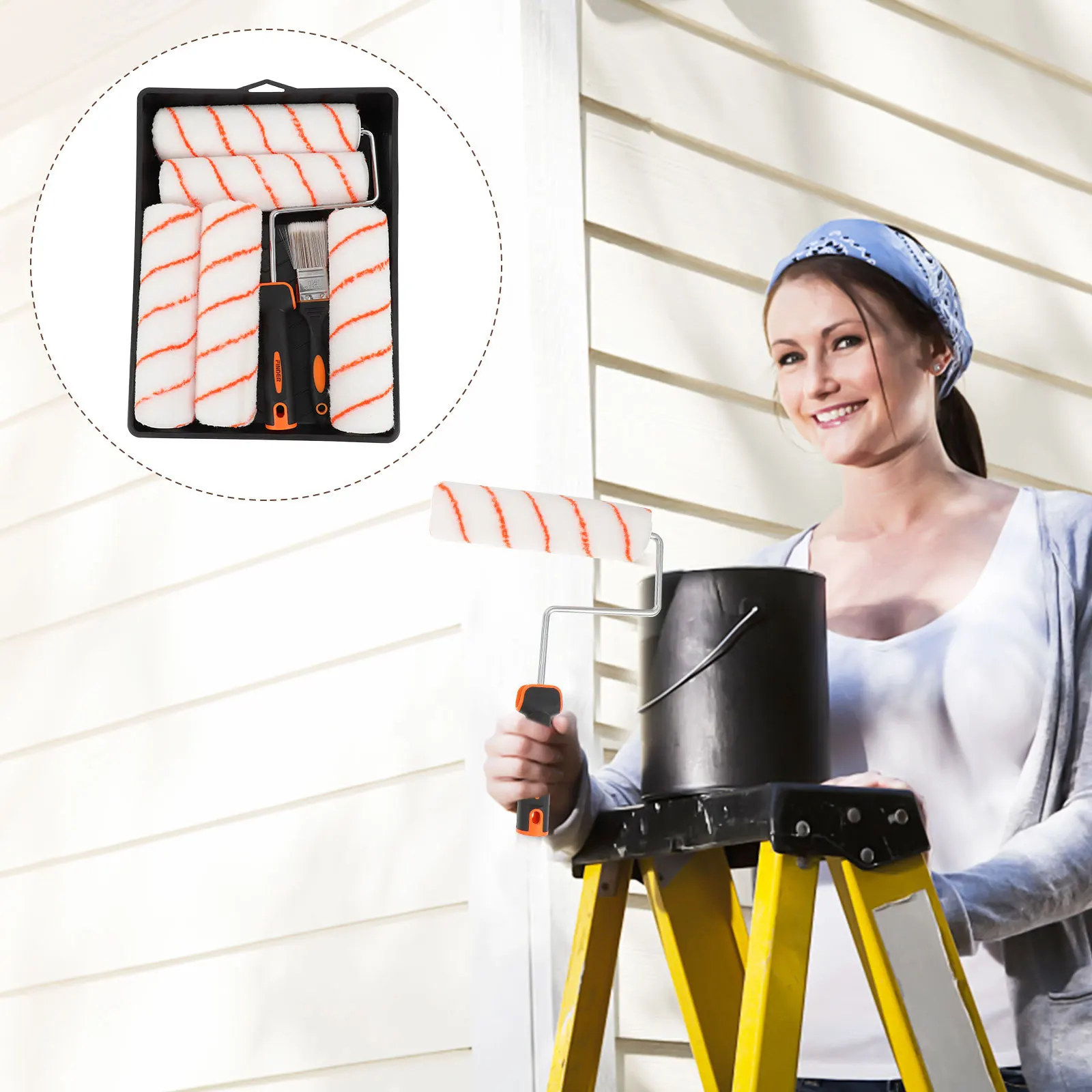 

1 set 1 Set Of Roller Brush Kit Portable Painting Tools For Wall Ceiling Corner Mini Paint Roller Durable Painting Supplies