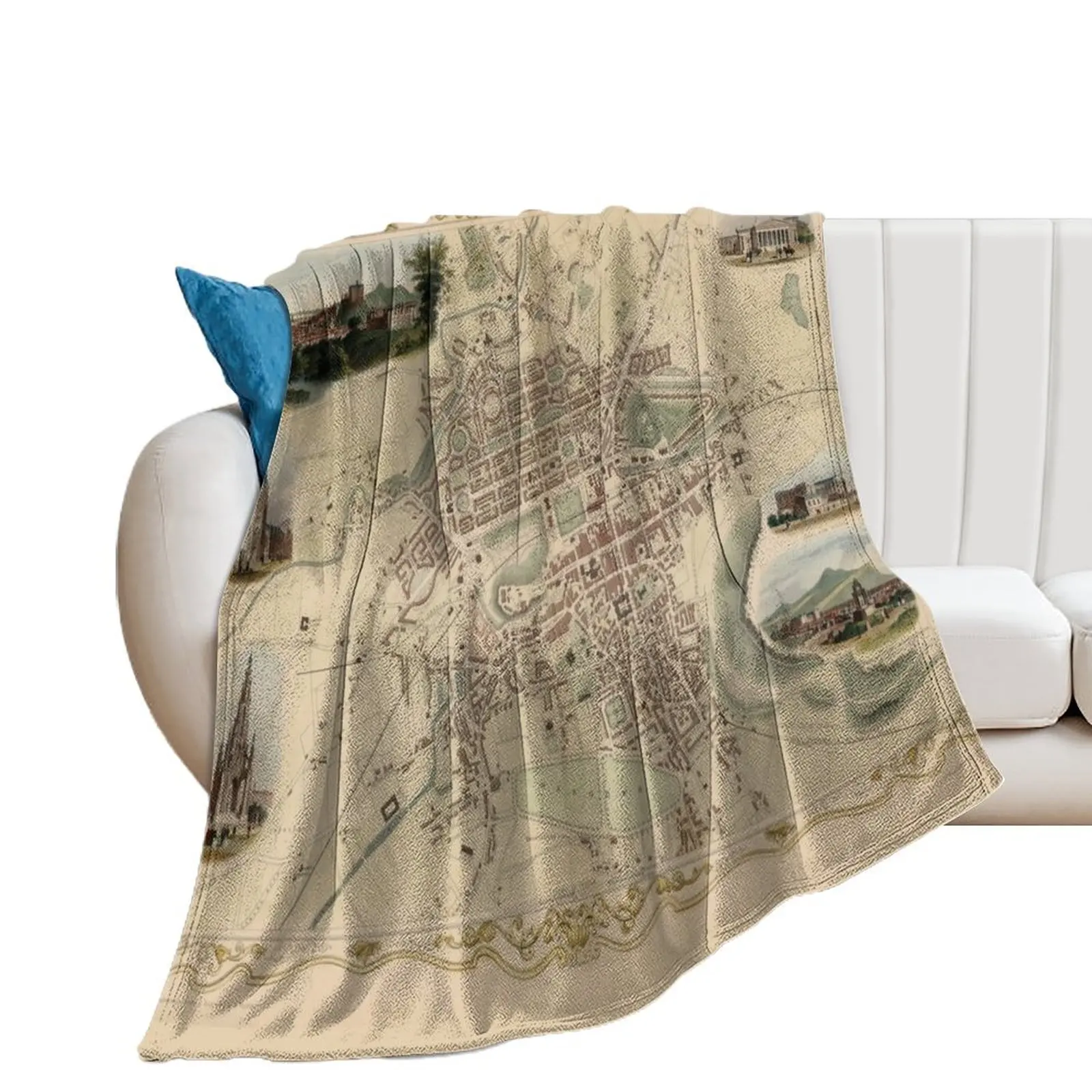 Vintage Edinburgh Scotland Map (1851) Throw Blanket valentine gift ideas Thins anime Blankets