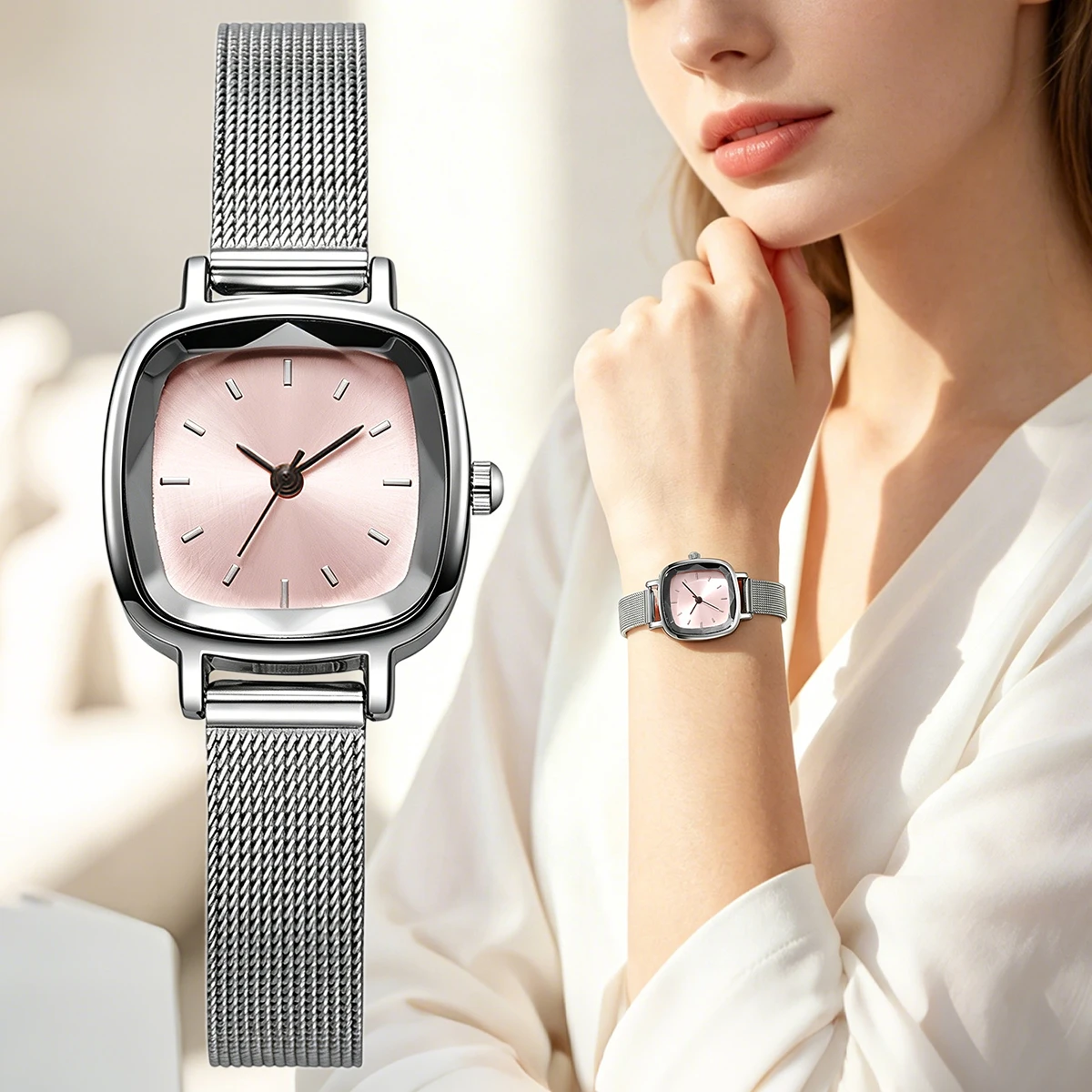 Alloy Women Elegant Fashion Ladies Warist Square Quartz Watches for Women