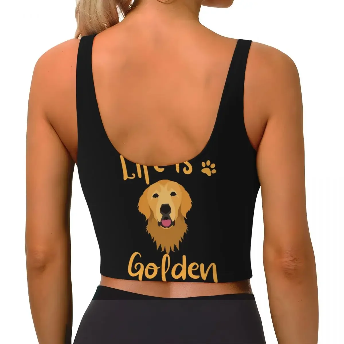 Custom GOLDEN RETRIEVER Quote Women Sports Bras High Impact Vest Gym Workout Yoga Crop Tank Top