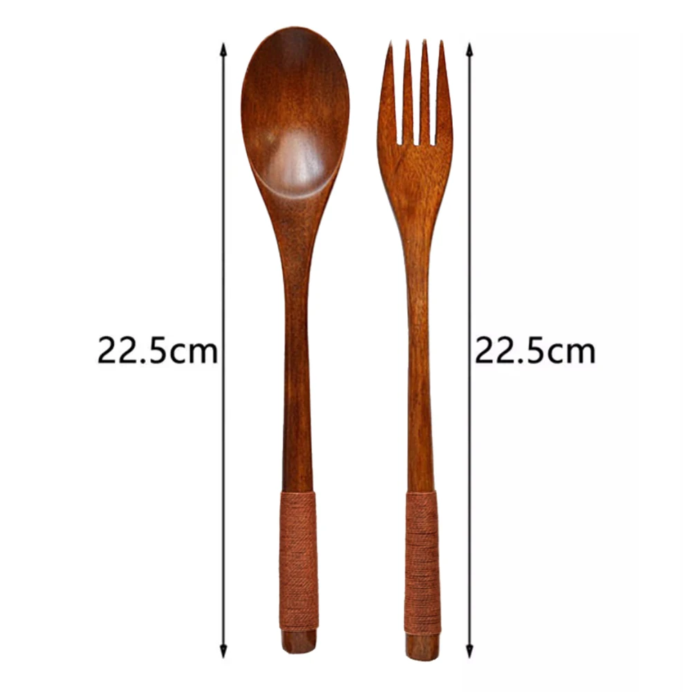 Functional And Stylish Dining Handcrafted Wooden Utensils Elegant Dining Experience Minimalist Design Portable Cloth Bag