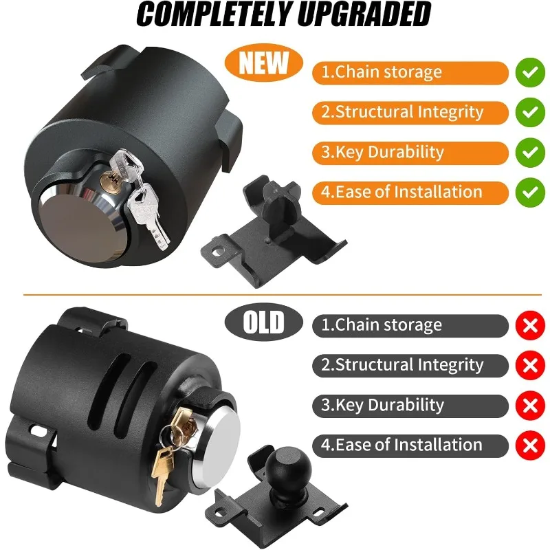2-5/16" Heavy Duty Trailer Hitch Lock - Ball Coupler&Safety Chains Anti-Theft,Travel RV/Pop-Up Camper
