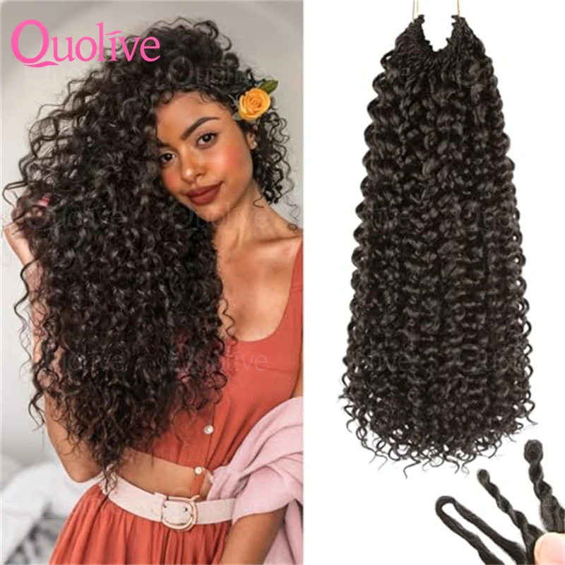 

30-дюймовые маленькие спиральные кудрявые накладные волосы для плетения крючком, глубокие локоны, предварительно разделенные безузловые пряди Miracle Knot Braids