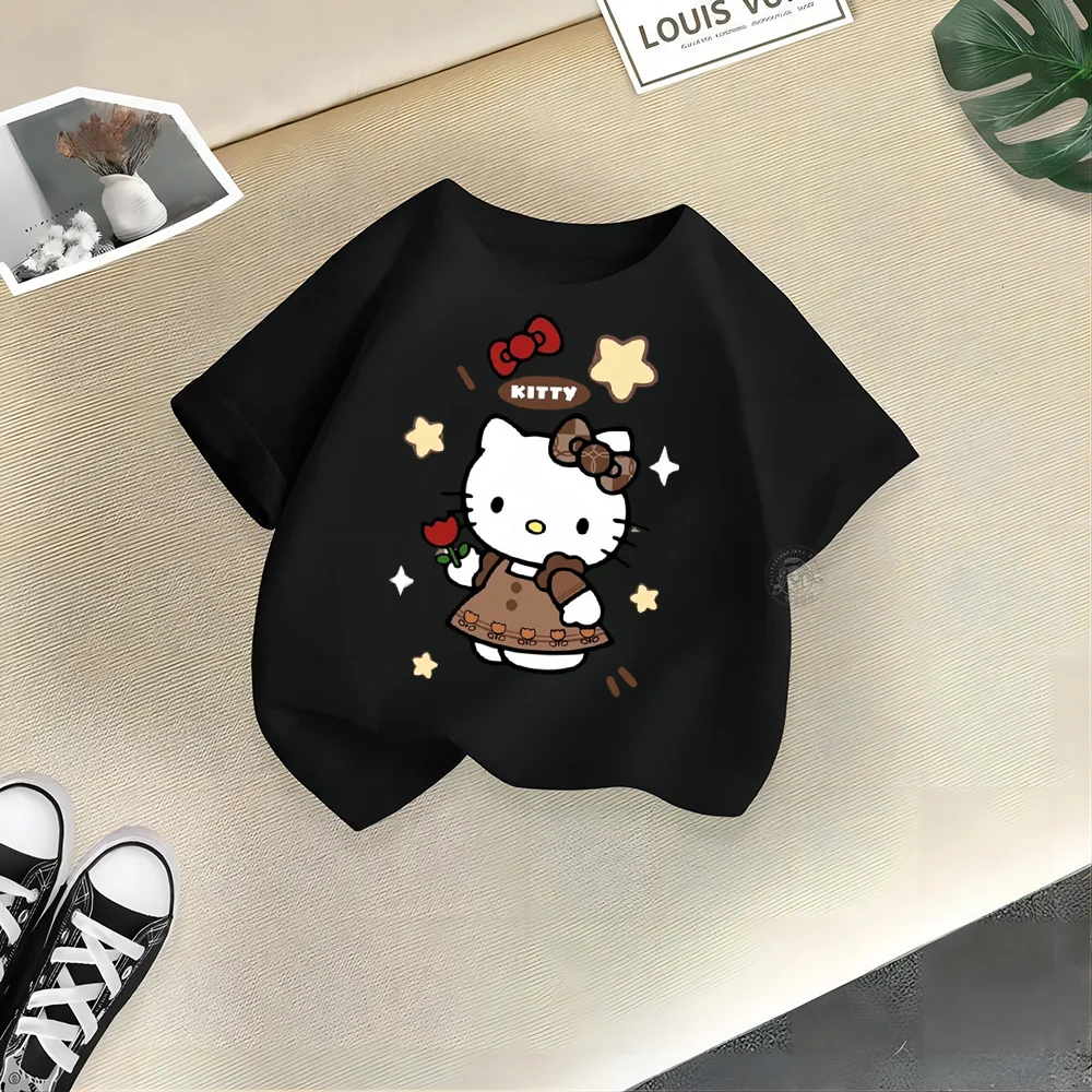 Sanrio Summer Boys Girls Baby T-shirt Shirt Printed Clothes Kids Baby Hello Kitty Top Cotton short sleeve top for kids