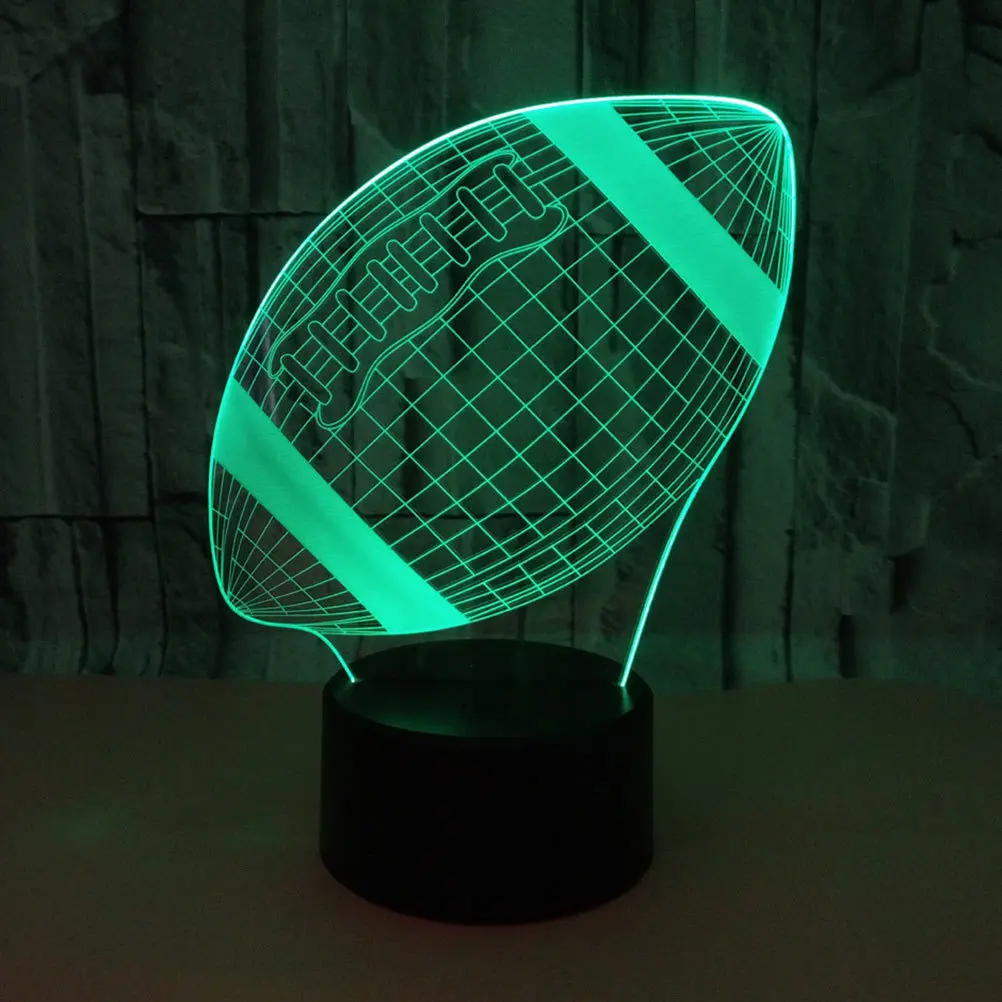 1 مجموعة الرجبي LED ليلة مصباح تغيير اللون اللمس البصرية ضوء ديكور Rgb ثلاثية الأبعاد الوهم الجدول مصباح غرفة نوم حفلة سطح المكتب الخفيفة #3