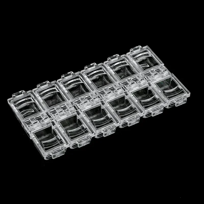 12 Grids Empty Case For Nail Art Decoration Rhinestones Beads Jewelry Accessories Storage Box Clear Pink Black White Color