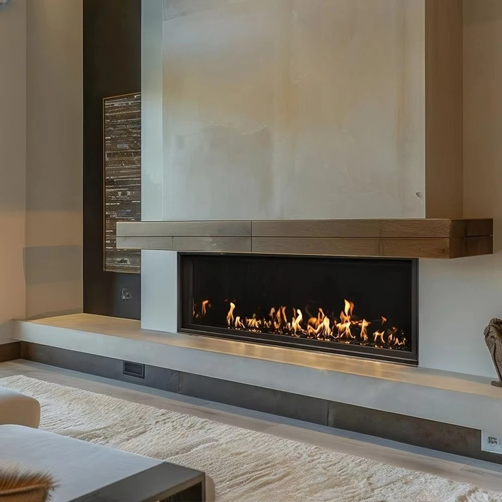 CRUISE 1448mm Gas Fireplace Modular Intelligent Remote Control Single/Double Row Flame Multiple Protection Device Hotel Built-In