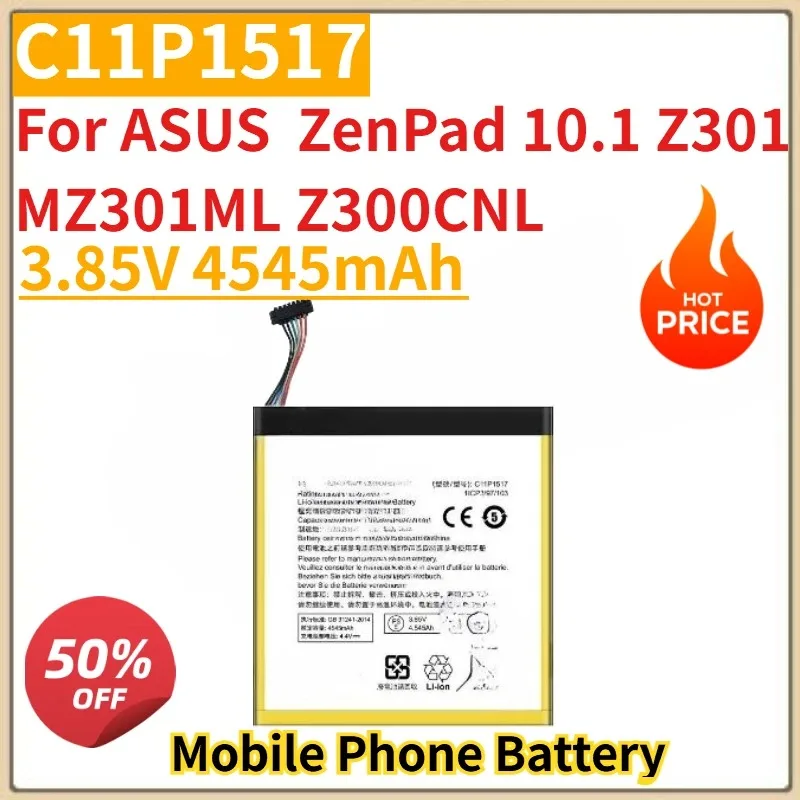 High Quality New C11P1517 Mobile Phone Battery 3.85V 4545mAh For ASUS  ZenPad 10.1 Z301 MZ301ML Z300CNL Replacement Battery