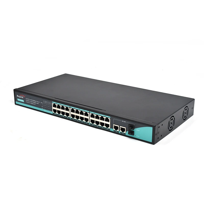 Gigabit Poe Netwerk Switch Rack Mount Type 24 Poort 10/100/1000Mbps Poe En 2 Rj45 Uplink 2 Sfp Poe Switch