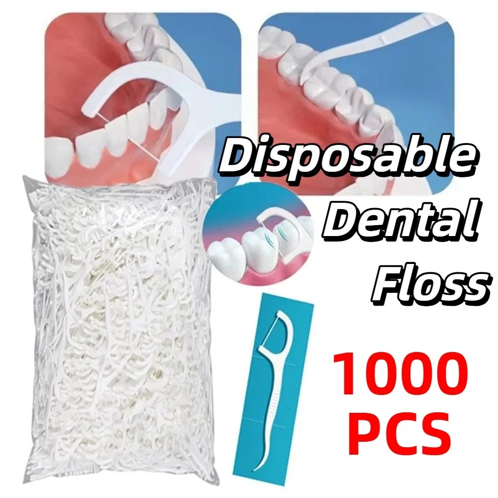 

1000Pcs Ultra-Fine Disposable Dental Floss Tooth Cleaning Oral Hygiene Care Dental Floss Picks Anti-slip Handle Durable