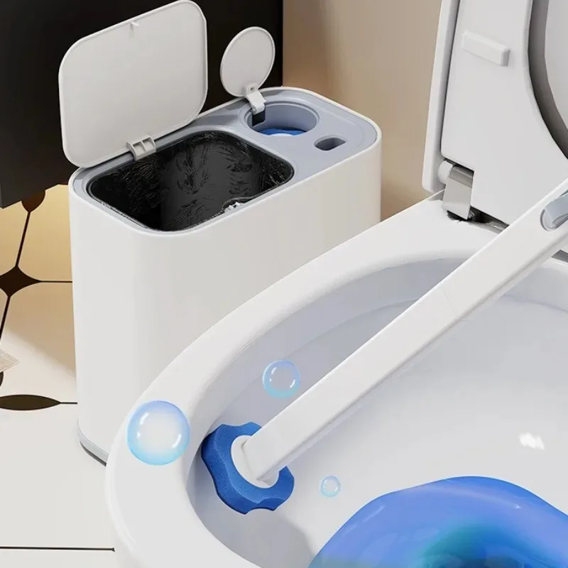 Bathroom Dustbin Integrated Bucket Brush Portable Waste Bins Disposable Cleaning Brush Head Household Cleaning Accessories