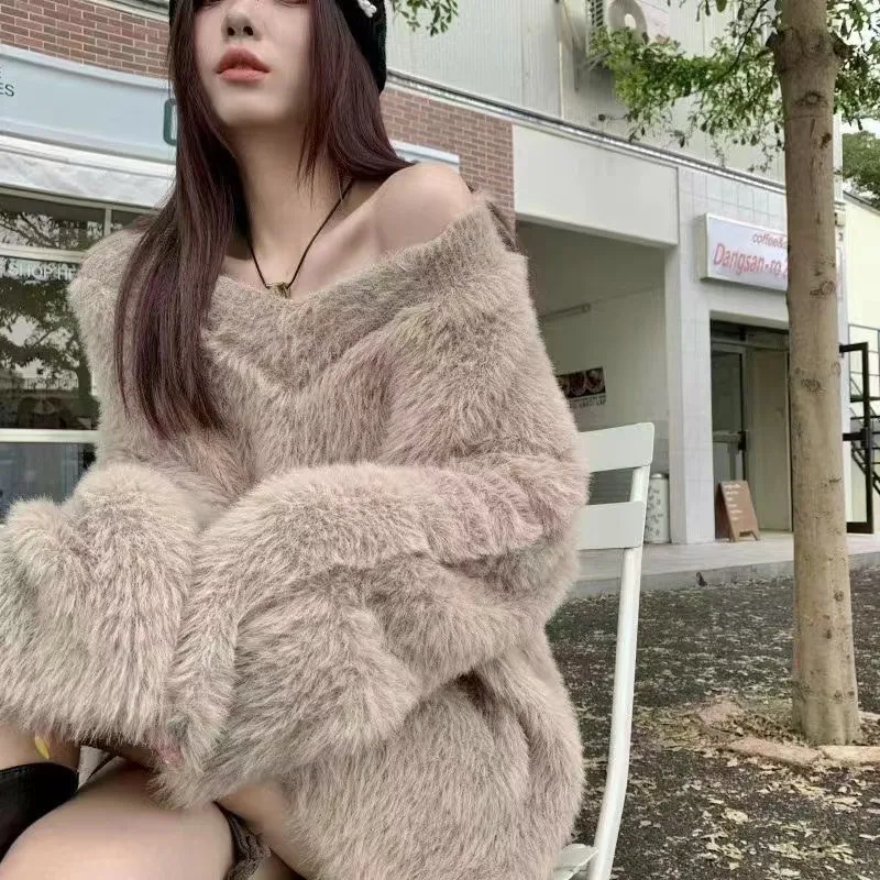 V-Neck Pullover Sweater For Women, Fashionable, Casual, Versatile, Autumn And Winter New Item, Base Knit Sweater