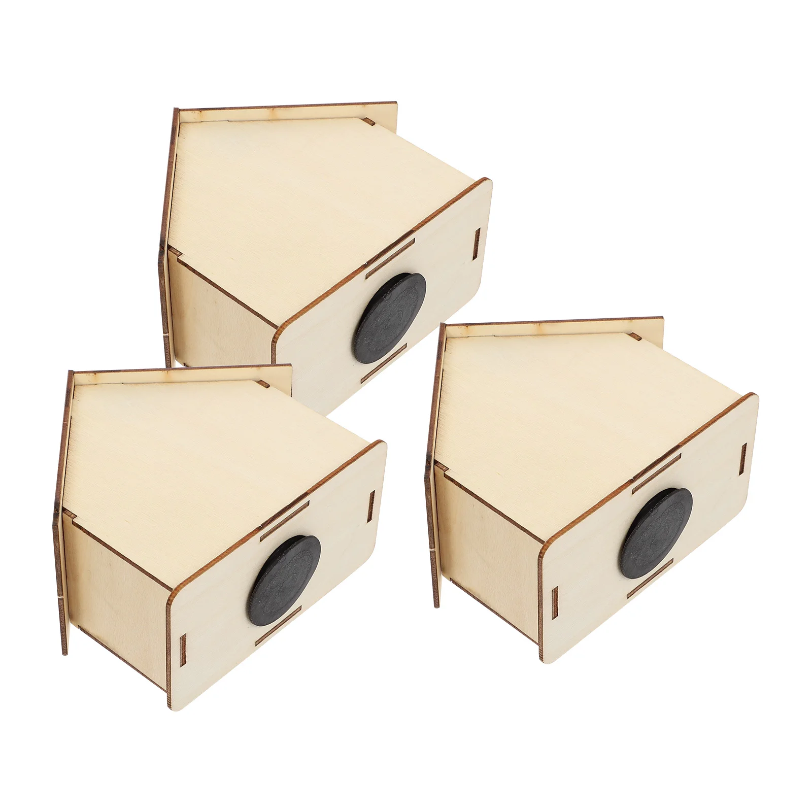 

3pcs Wooden House Shape Saving Pot Diy Unfinished Piggy Bank For Kids Painting Home Decoration Money Storage Box