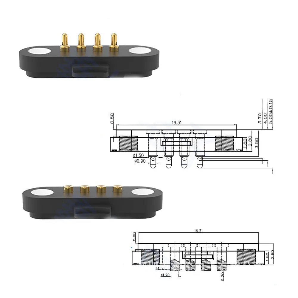 1 para 2/3/4/5P 12V 1A wodoodporne magnetyczne złącze Pogo Pin Pogopin męskie żeńskie 2.5 MM sprężynowe gniazdo zasilania prądem stałym 60g