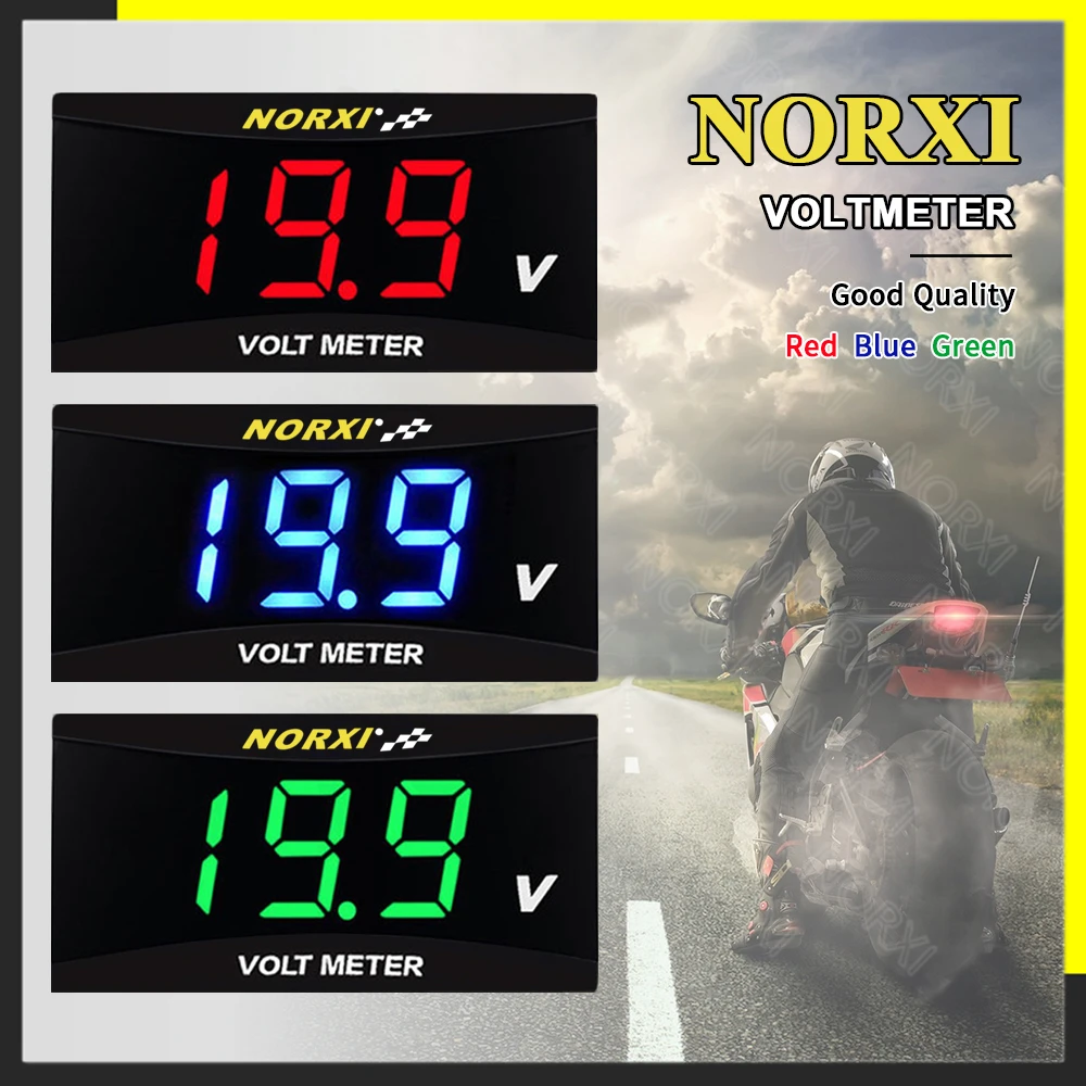 Motorcycle voltmeter digital Red/Blue/Green For NMAX TMAX XMAX 300 LED mini12V Electromobile Electricity volt Gauge