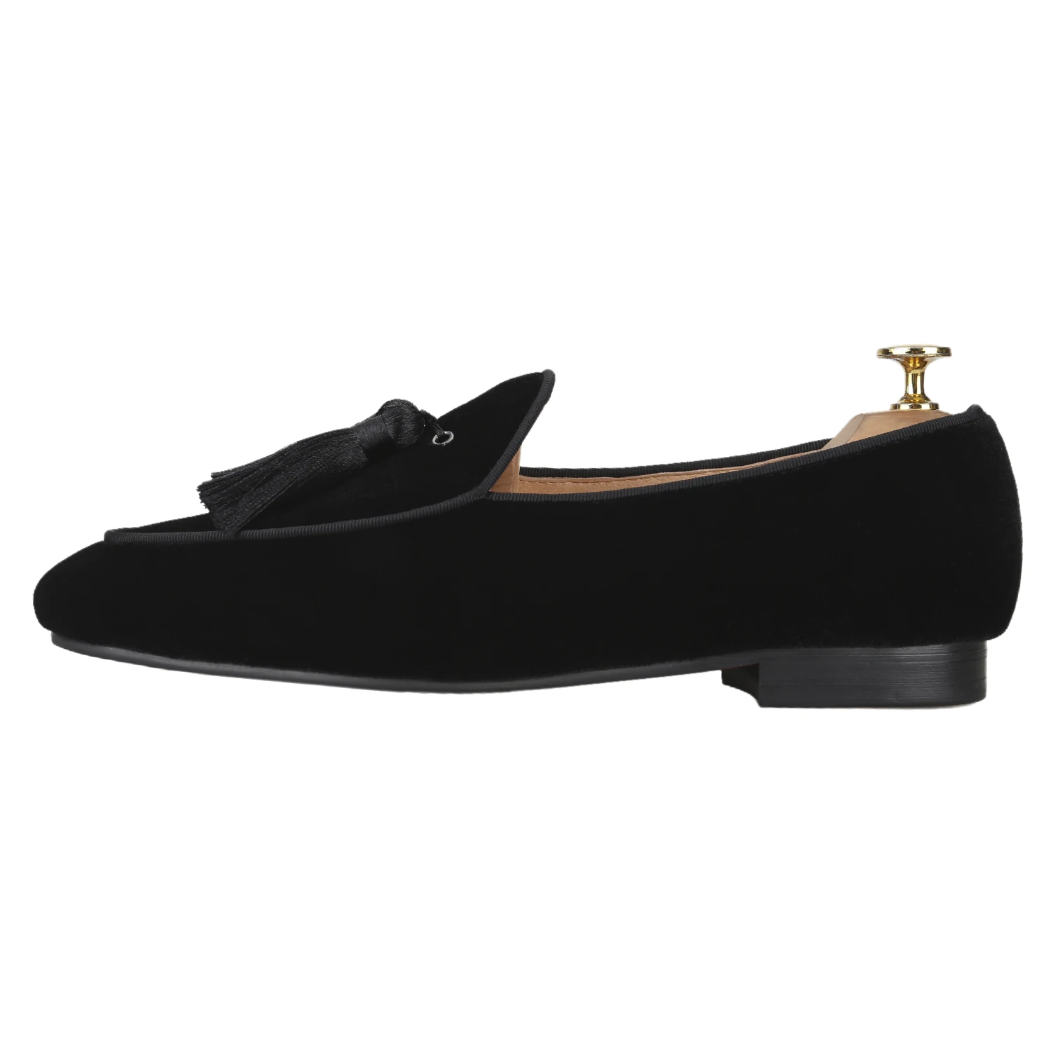 Piergitar 2026 Black Velvet Slip-On Loafers With Handmade Match Color Tassels For Party Formal Wear Handcraft Men's Casual Shoes