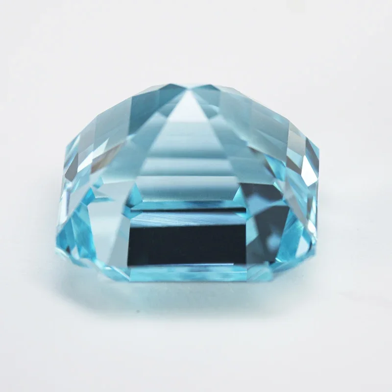 Lab Grown Sapphire Square Aquamarine Asscher Cut VVS1 Gemstone Charms DIY for Jewelry Making Material Selectable AGL Certificate