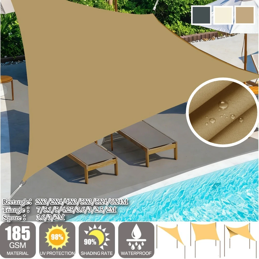 

Водонепроницаемые солнцезащитные патроны, 10 размеров, песок/серый/бежевый УФ-блок, навес, солнцезащитная ткань для наружного сада, патио, пляжного тента, укрытие