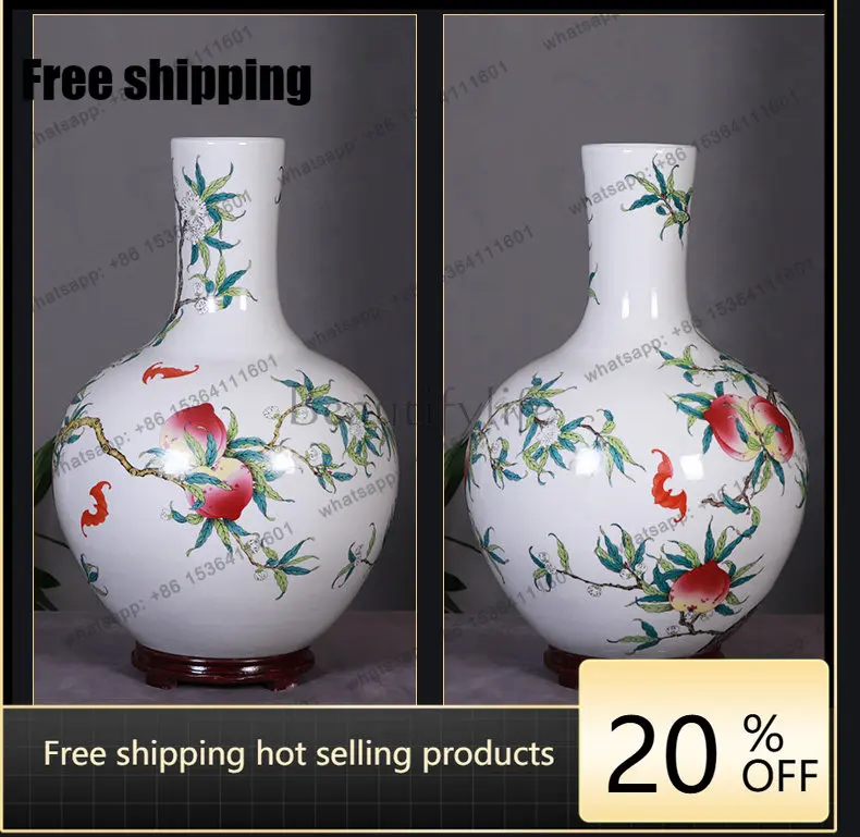 HOT Jingdezhen Ceramics Chinese Flower Arrangement Antique Celestial Ball Bottle Living Room Bogu Rack Ornament Large
