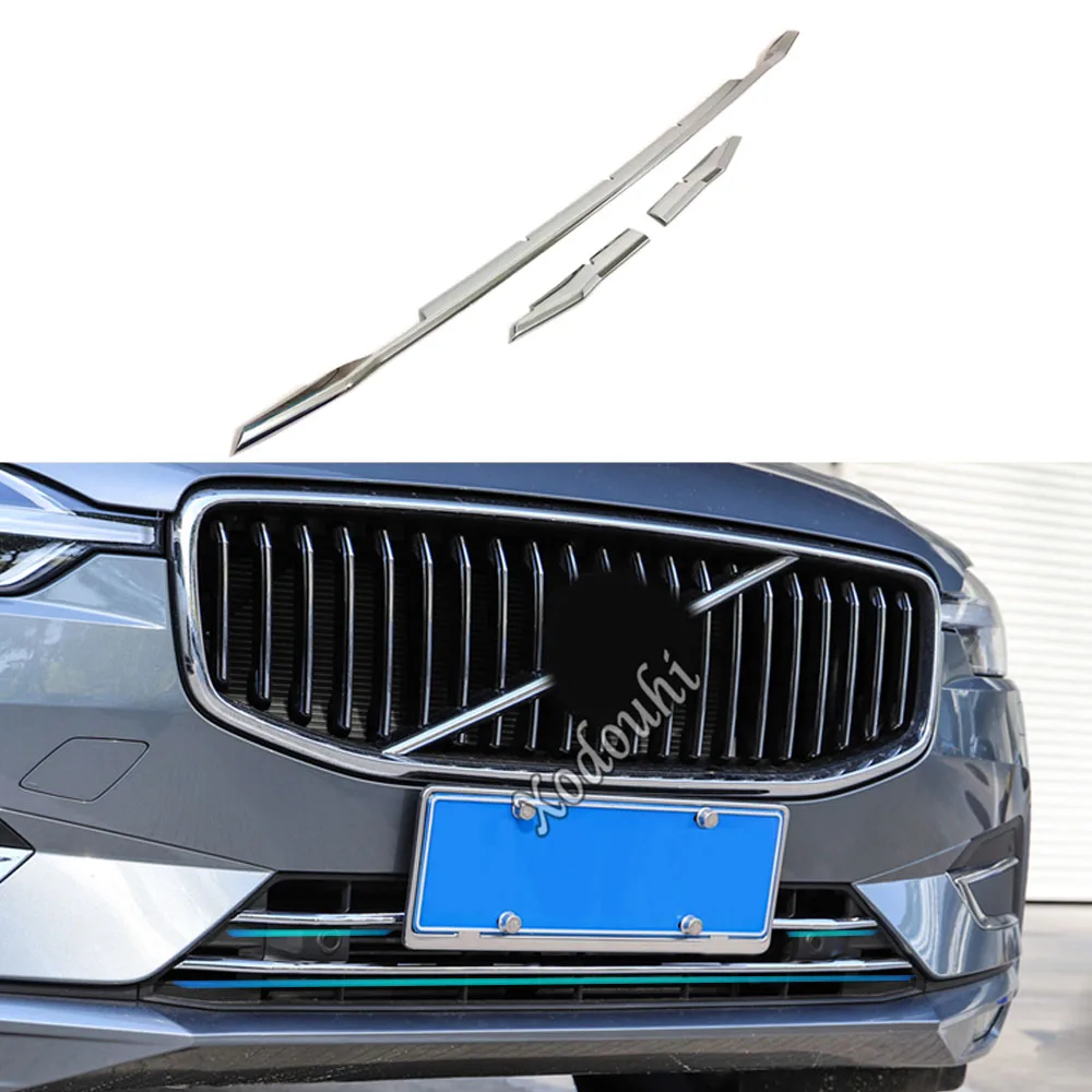 

For Volvo XC60 2018 2019 2020 2021 2022 2023 Car Body Eyebrow Trim Front Bottom Racing Grid Grill Grille Frame Stick Strip Part