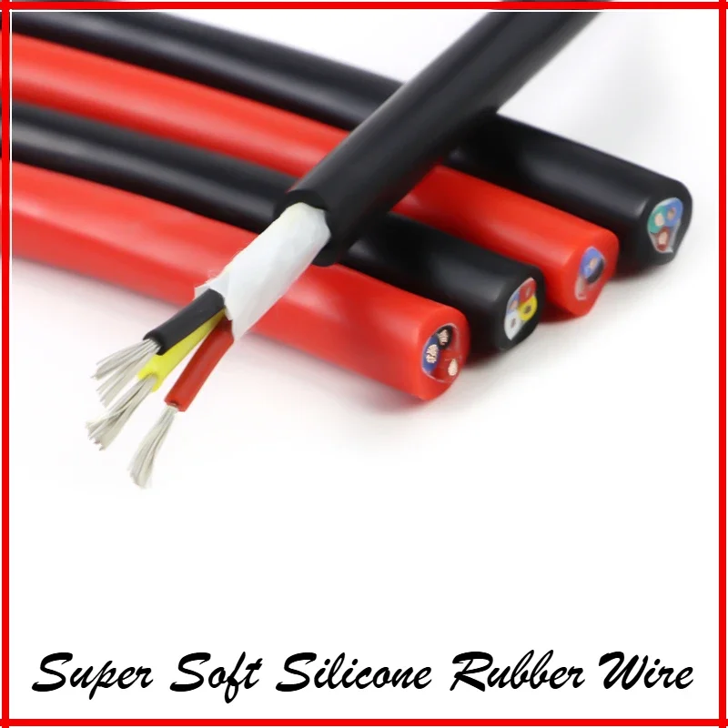 1m Super Soft Silicone Rubber Wire 2 3 4 6 Cores Flexible DIY LED Lighting Wires Copper Cable