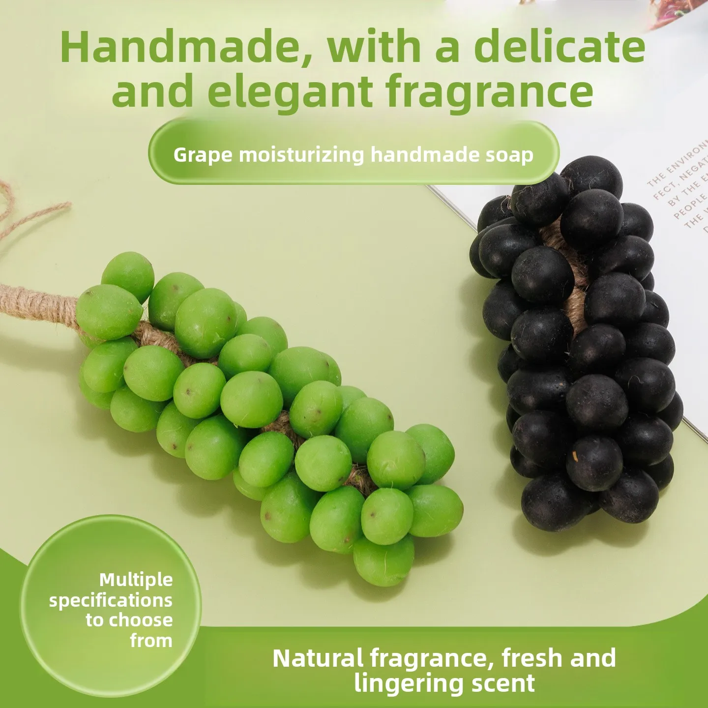 

Light Luxury Simulation Qingti Grape Soap Whole String Aromatherapy Pendant Hand Cleansing Soap