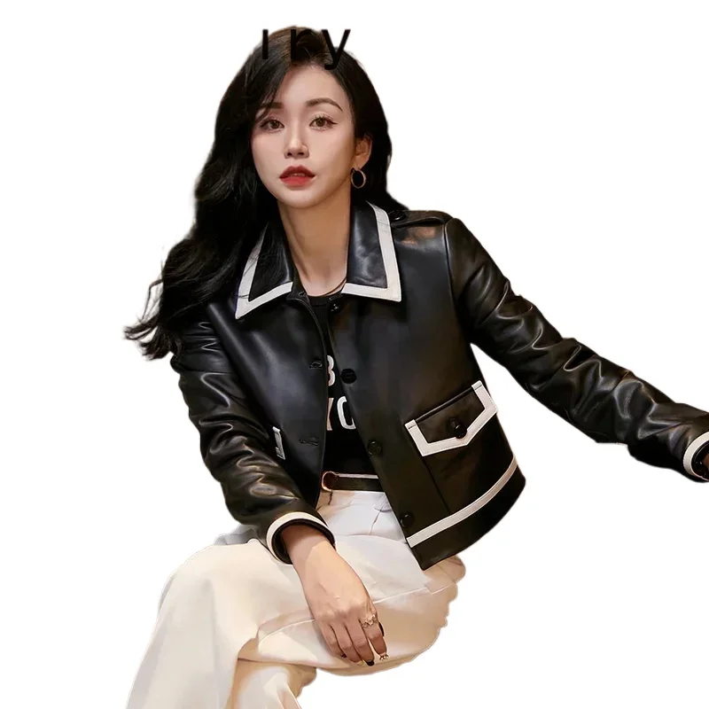 Elegant Genuine Leather Jacket Women 2023 Short Real Sheepskin Coat Slim Leather Jackets Women Leather Coat chaqueta de cuero