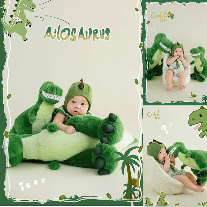 

Childrens photography clothing green stripes dinosaur babies hundred day and one year old photos clothing 아기 코스프레