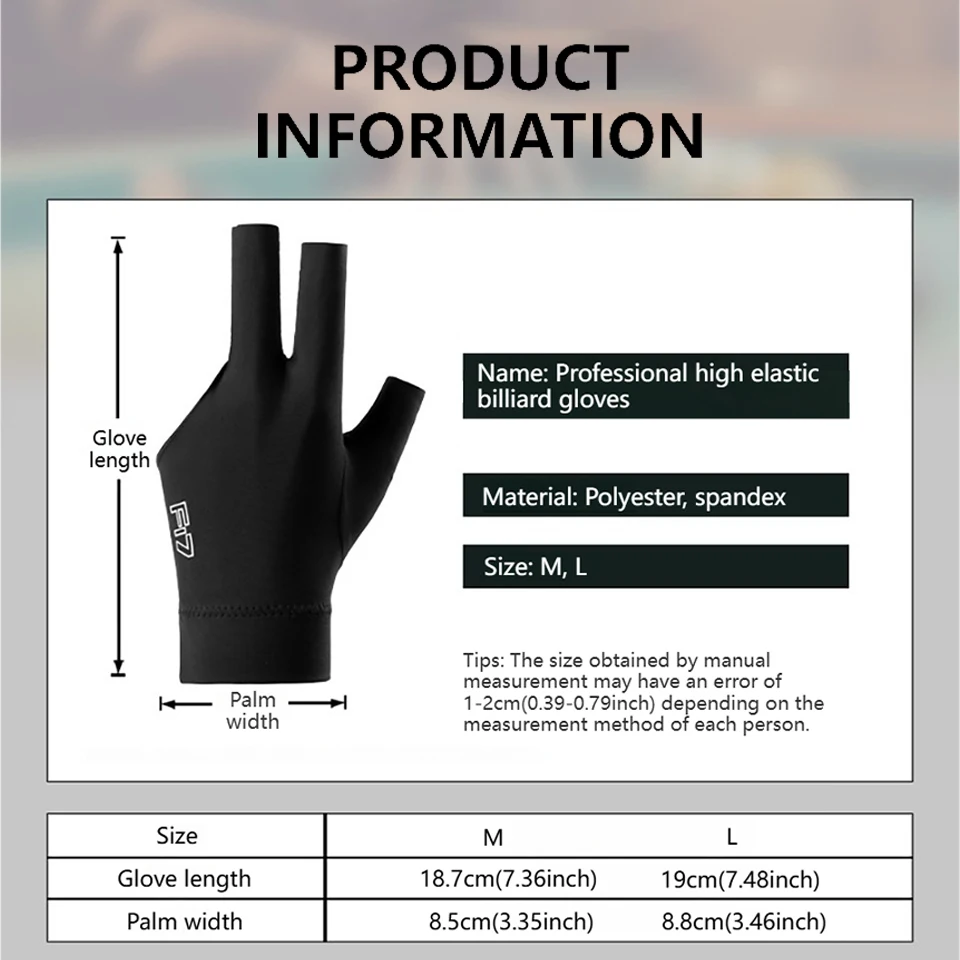 1PCS New Billiards Glove Anti-Slip 3 Finger Snooker Billiard Glove Adjustable Snooker Pool Gloves for Men Billiard Accessories