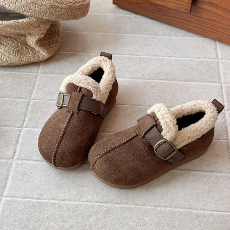 أحذية قطنية مخملية دافئة للفتيات لشتاء 2025 النسخة الكورية الجديدة أحذية الأميرة المسطحة غير الرسمية ذات الرقبة المنخفضة #5