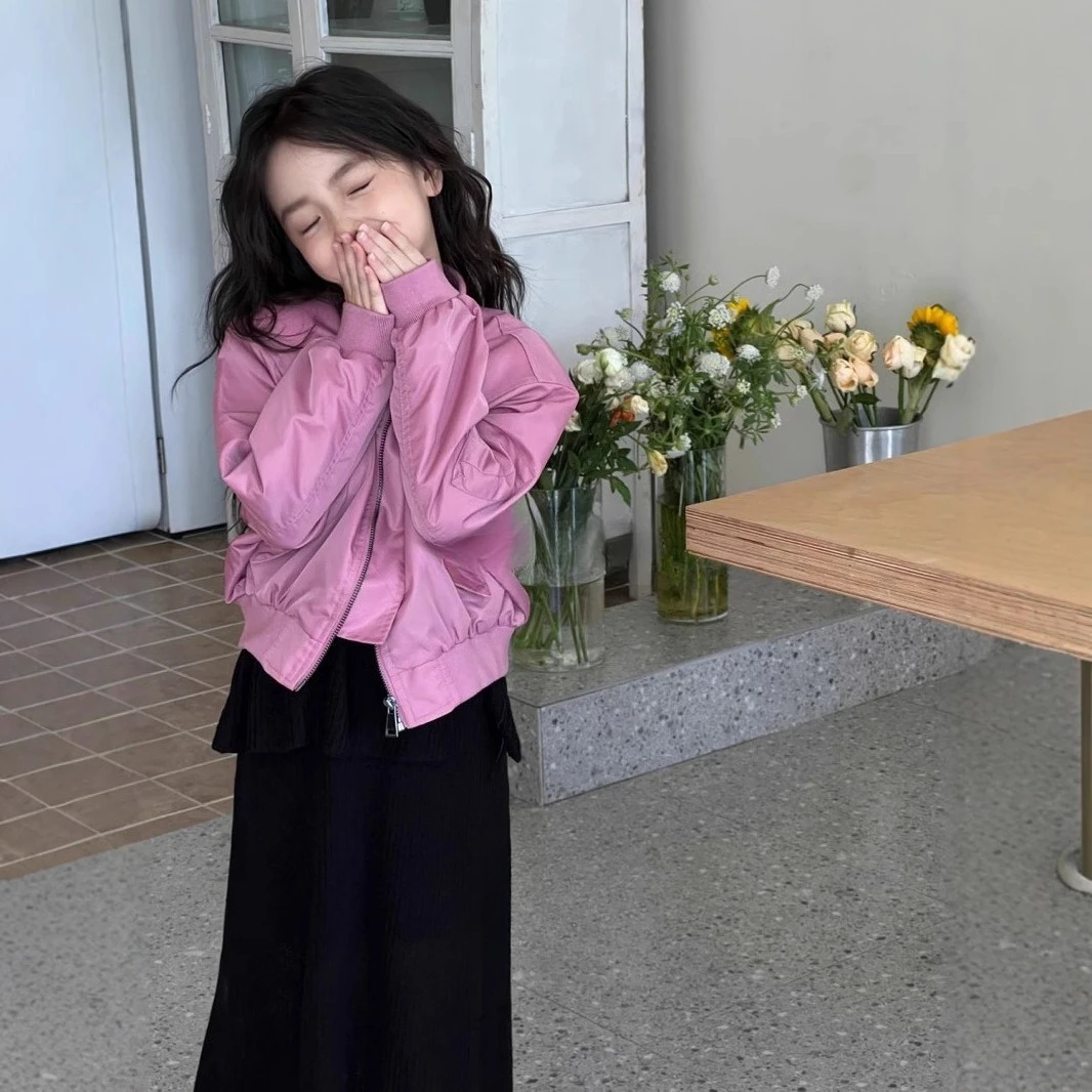 Child Clothing Korean Children's Girls' Outerwear Autumn and Spring New Casual and Fashion Jacket Kids Solid Color Coat view 3