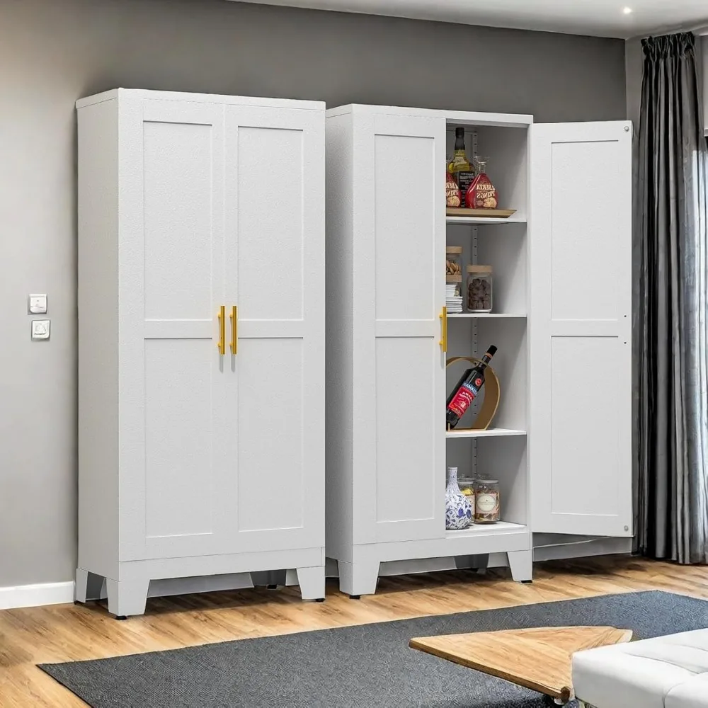 

Metal Storage Cabinet with Doors and Shelves, 61 Tall Kitchen Pantry Storage Cabinet for Food, Large Freestanding Pantry Closet