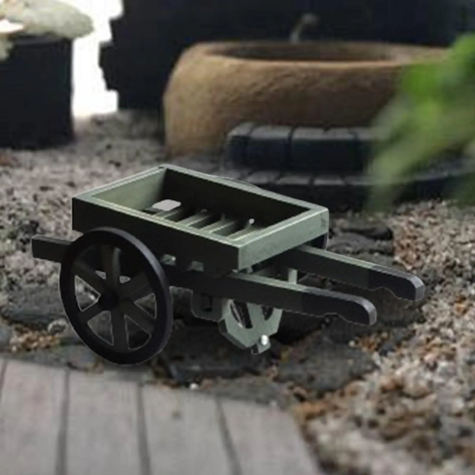 Mini Pushcart Model Miniature Farming Cart Model Compact Pretend Play Toy Ancient Small Wheelbarrow Simulation Cart for Kids